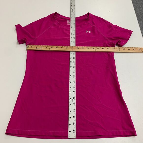 Under Armour Fitted Shirt Women M Medium Heat Gear Training Pink Short Sleeve - Picture 6 of 9